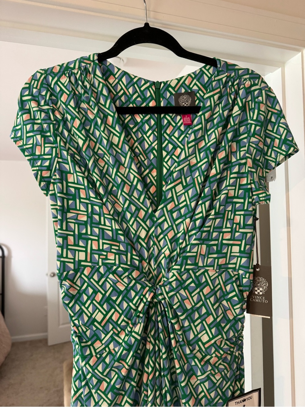 NWT Vince Camuto Green & Blue Geometric Pattern Jumpsuit - Picture 3 of 8